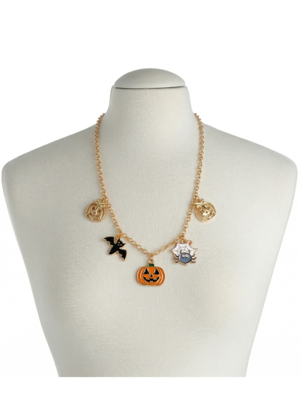 No. 3 Halloween Creep It Cute 2 pc. Gold Tone Charm Necklace/Earring Set (NWT)